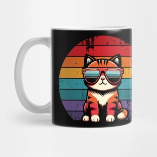 Retro Cat in Sunglasses Novelty Funny Cat Mug